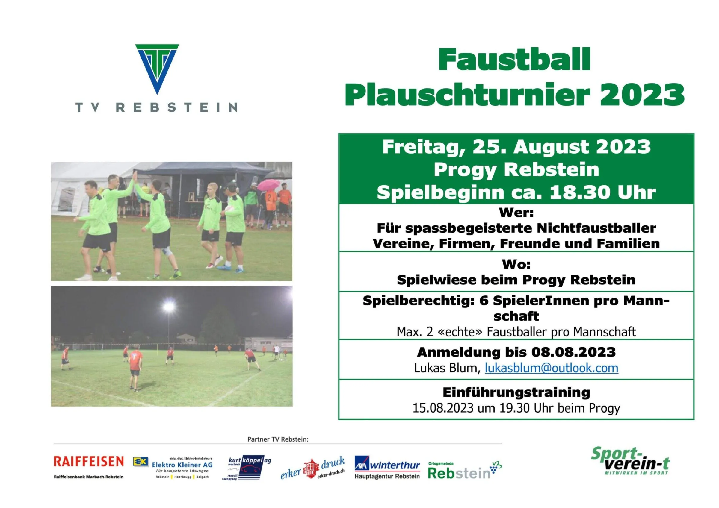 Plakat zum Faustball-Plauschturnier am 25. August 2023
