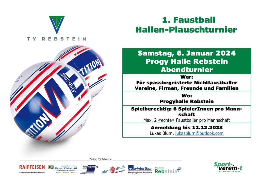 Plakat zum 1. Faustball-Hallenplauschturnier am 6. Januar 2024